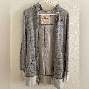 Hollister gray long zippered hoodie jacket